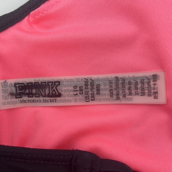 Vs PINK Black Wrap Macrame Swimsuit Top Bikini Cutout Embroidery Crossover L - Picture 5 of 6